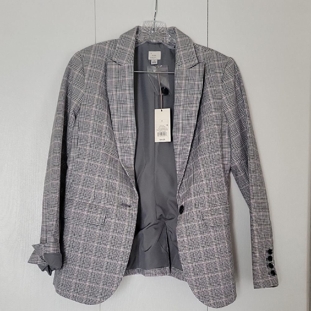 A New Day Gray Plaid Blazer